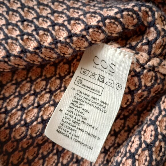 COS Pink Black Textured Knit Sweater Tee Minimalist Modern Luxury - Picture 5 of 8